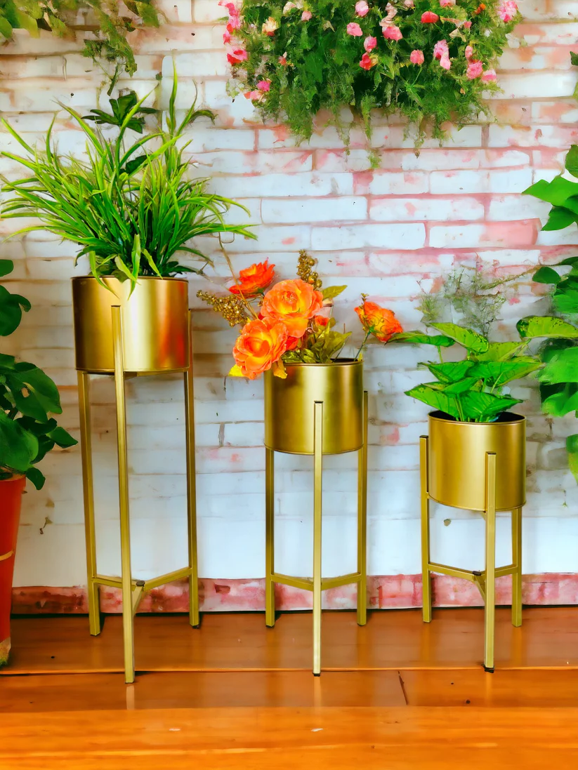 Gold Metal Plant Stand For Home Decor Pack Of 3 - Image 3